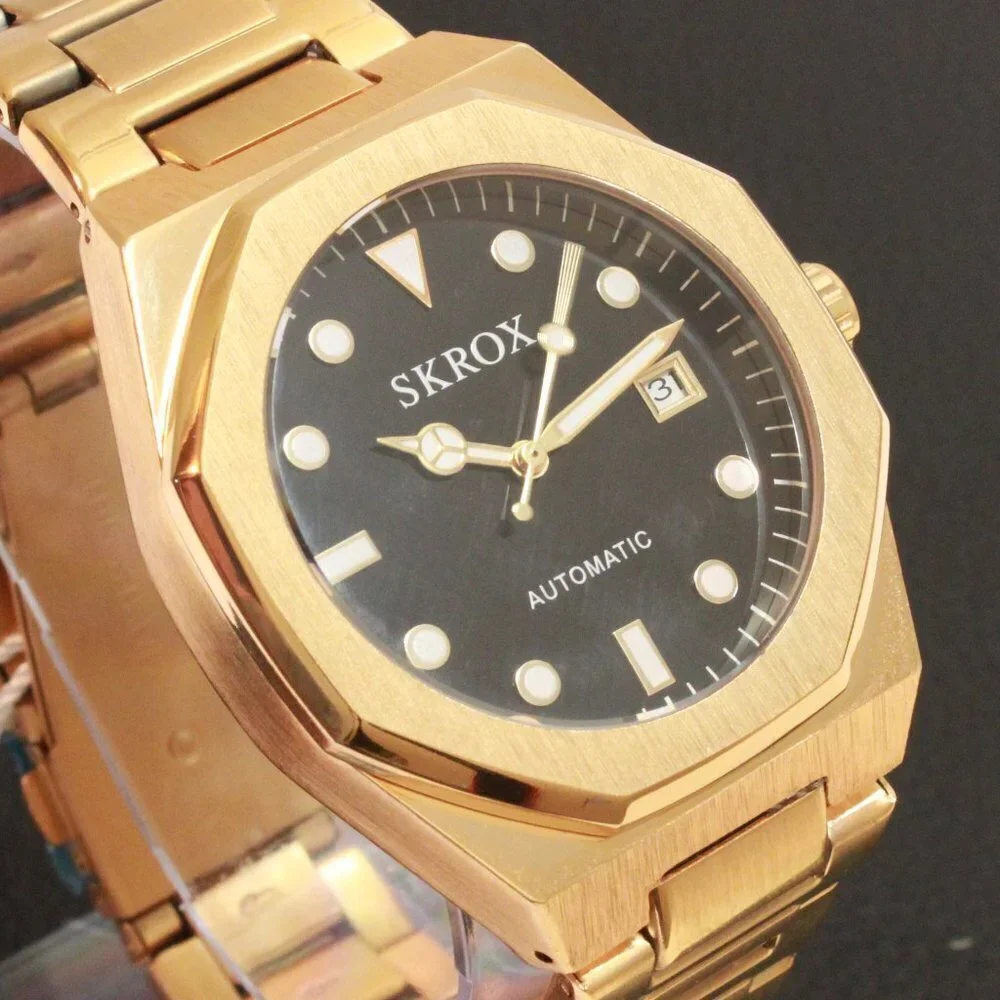 Men's Integrated Bracelet Sports Watch Automatic See Through Case back 41mm